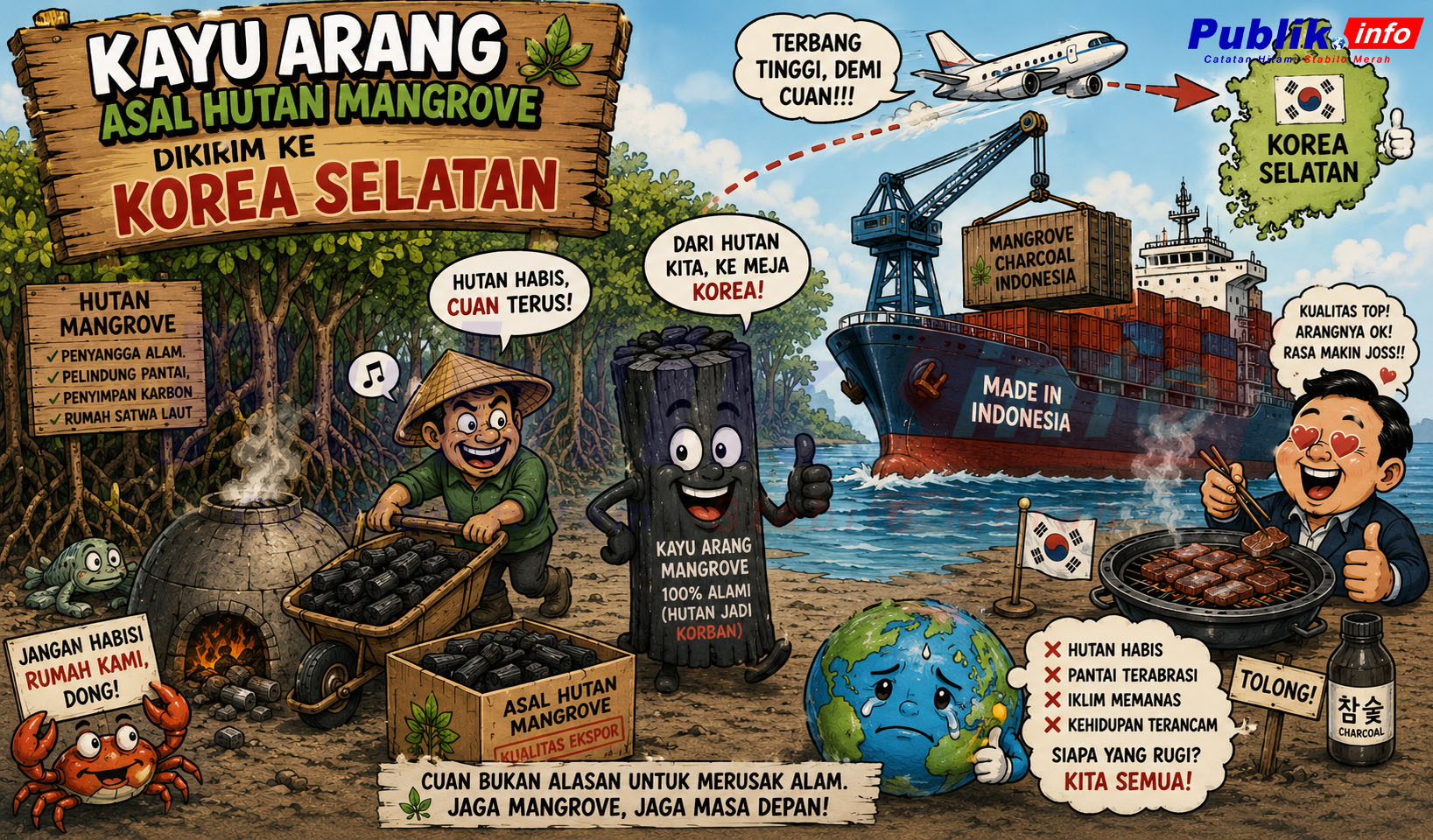 Kayu Arang Asal Hutan Mangrove Dikirim Ke Korea Selatan 1 Kayu Arang Asal Hutan Mangrove Dikirim Ke Kor-Sel
