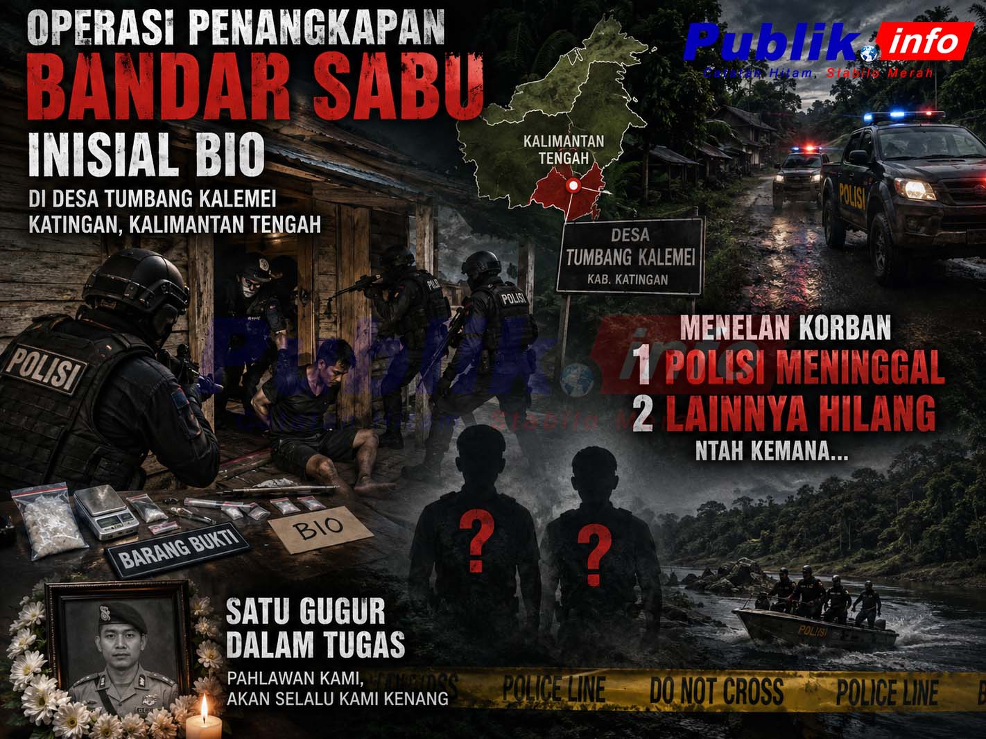 Kalteng : Sudah Terprovokasi, Bandar Narkoba Dan Masa Serang Aparat. 1 Polisi Tewas 2 Hilang